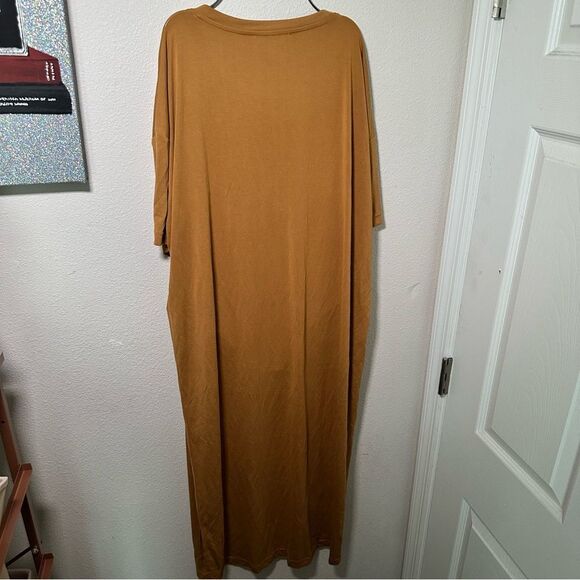 Double Zero Yellow Orange Midi Dress with Slit Dolman Sleeves - Picture 5 of 6